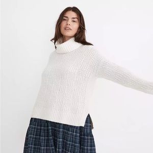 Madewell Checkered White Turtleneck Sweater
